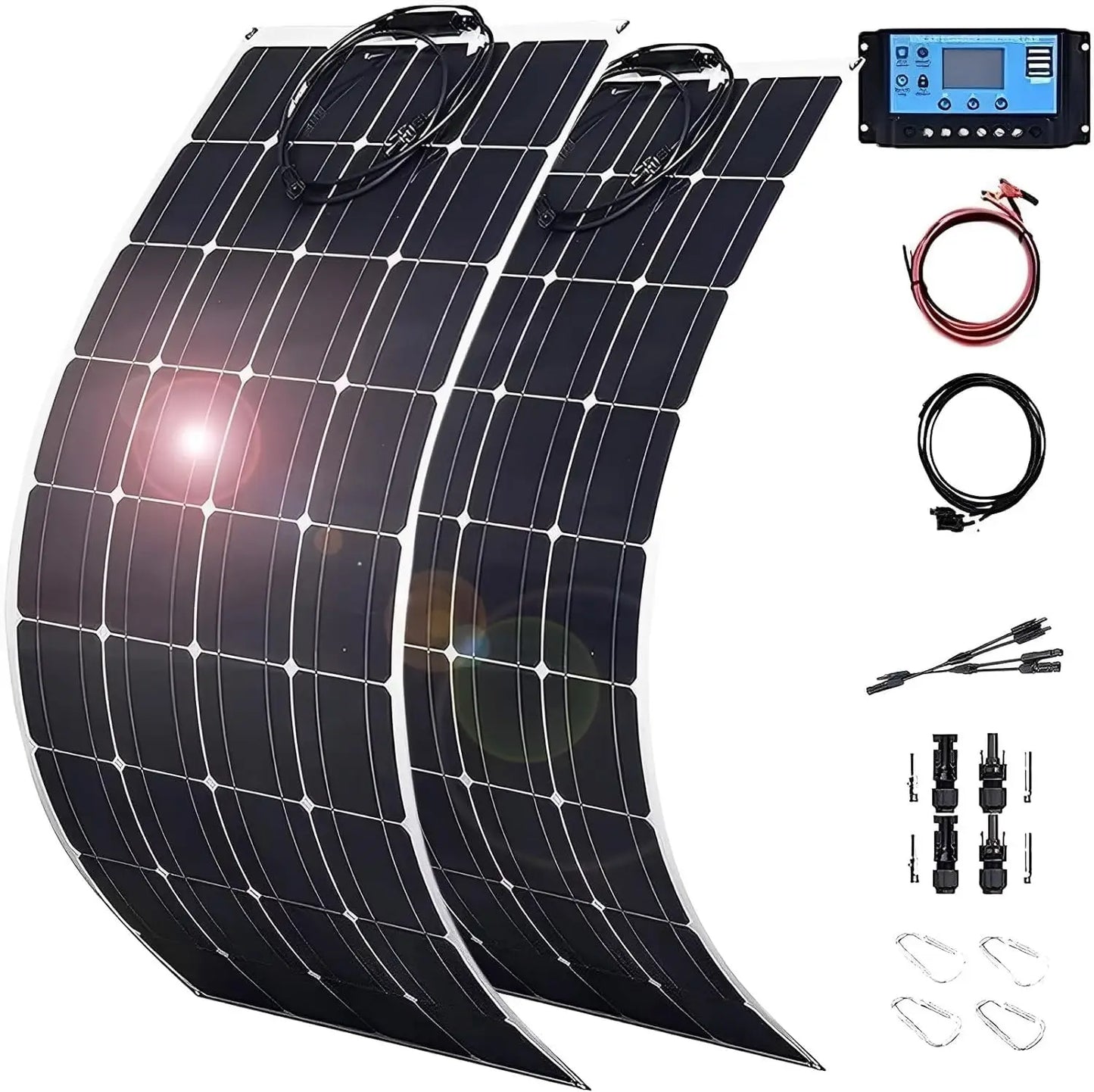 800 Watt Flexible Solar Panel for RV, 2 × 400 Watt 12 Volt Solar Power Panel Kit with 40A Solar Charge Controller, Customized
