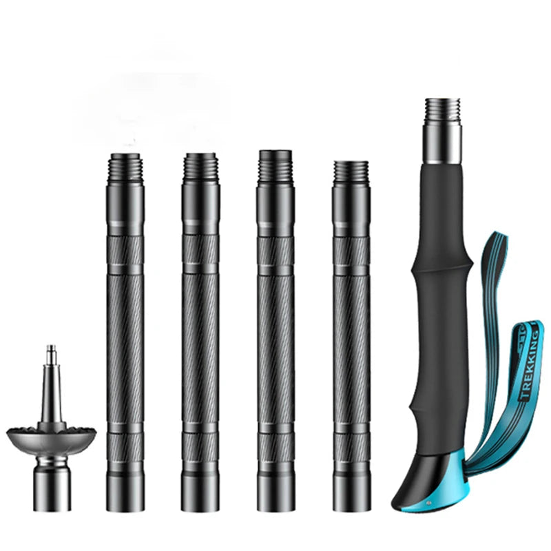 Trekking Poles Multifunctional Lightweight Foldable Aluminum Alloy Alpenstock Outdoor Camping Hiking Stick Self Defense Stick