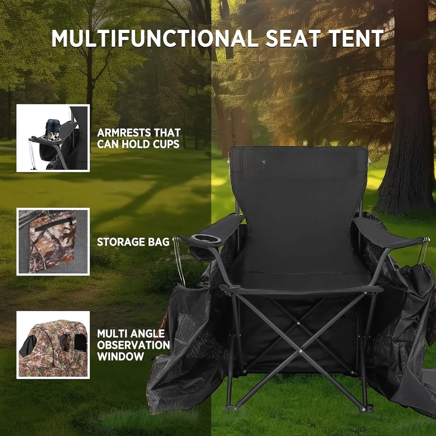 Hunting Blind,Hunting Chair Ground Blind,See Through Deer Blinds,Portable Camouflage Pop Up Blinds·Factory Direct Sales