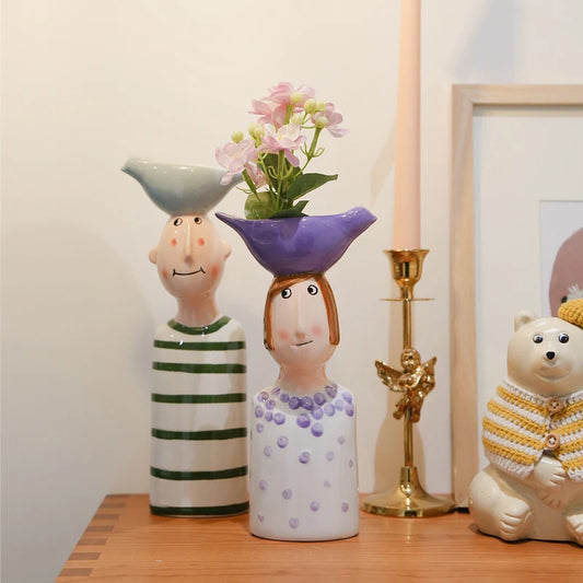 Vase Home Decor Room Decoration Ceramic Vases Desktop Art Sculpture Flower Arrangement Wedding Decoration Flower Pot Furnishing