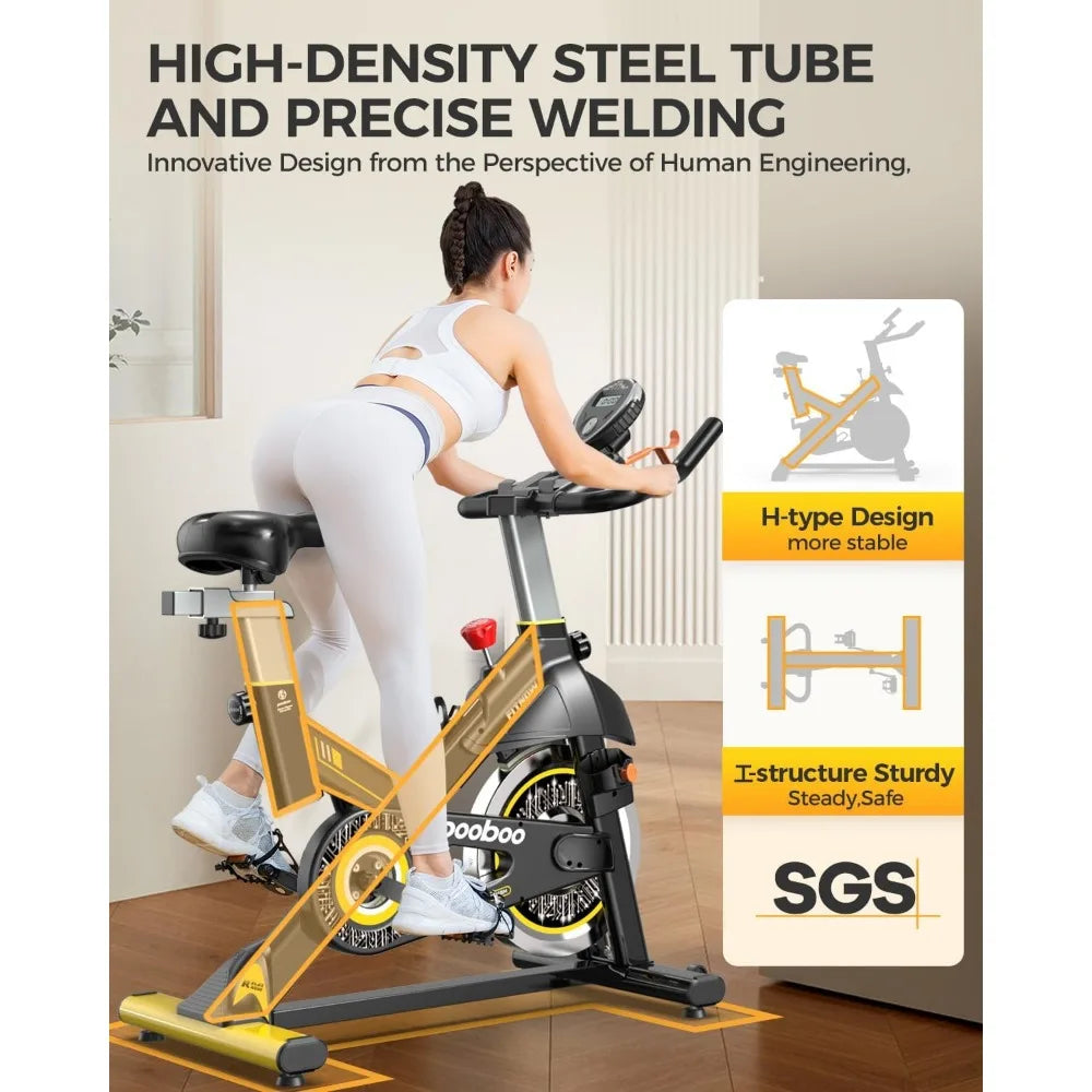 Exercise Bike, Adjustable Magnetic/Brake Pad Resistance Silent Belt Drive, Indoor Cycling Bike for Home Cardio, Fitness Station