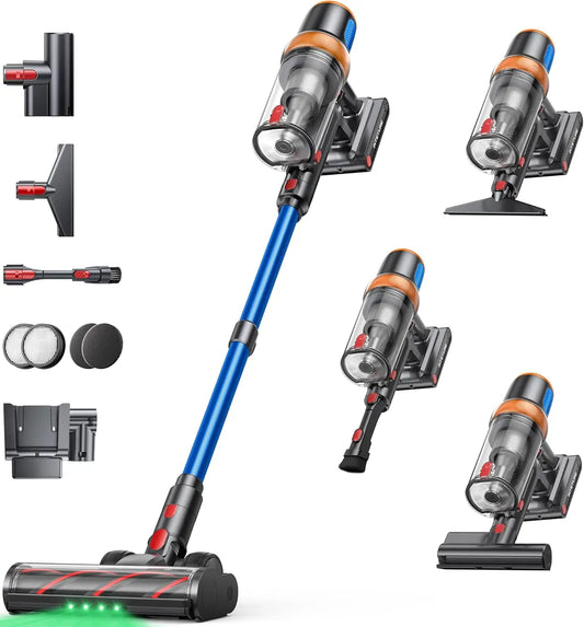 Upgraded Cordless Vacuum Cleaner 650W 55KPA 70Mins, Self-Standing with Mattress Tool for Pet Hair Floors Carpets