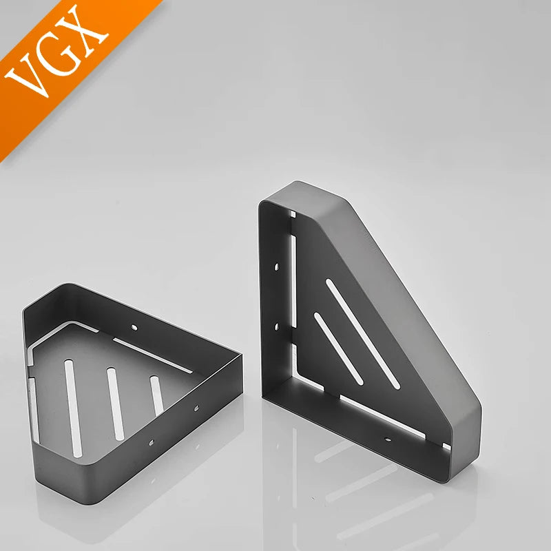 VGX Bathroom Shelf Shower Trangle Shelfes Corner Storage Rack Wall Mounted Shelves Stainless Steel Basket Kitchen Accessories