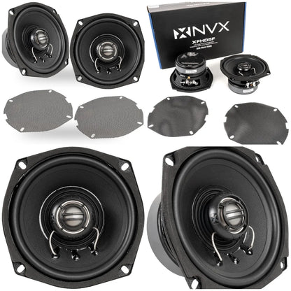 XFHD5F 5.25” 600W Peak Motorcycle Speakers with 1' Titanium Tweeters, Waterproof, Plug-and-Play, Compatible with Harley-Davidson