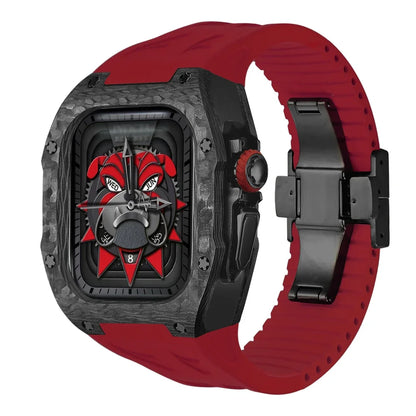 Modification Kit Carbon Fiber Case For Apple Watch Ultra 2 49mm Fluororubber Strap Luxury Mod Kit for iWatch Ultra 49MM