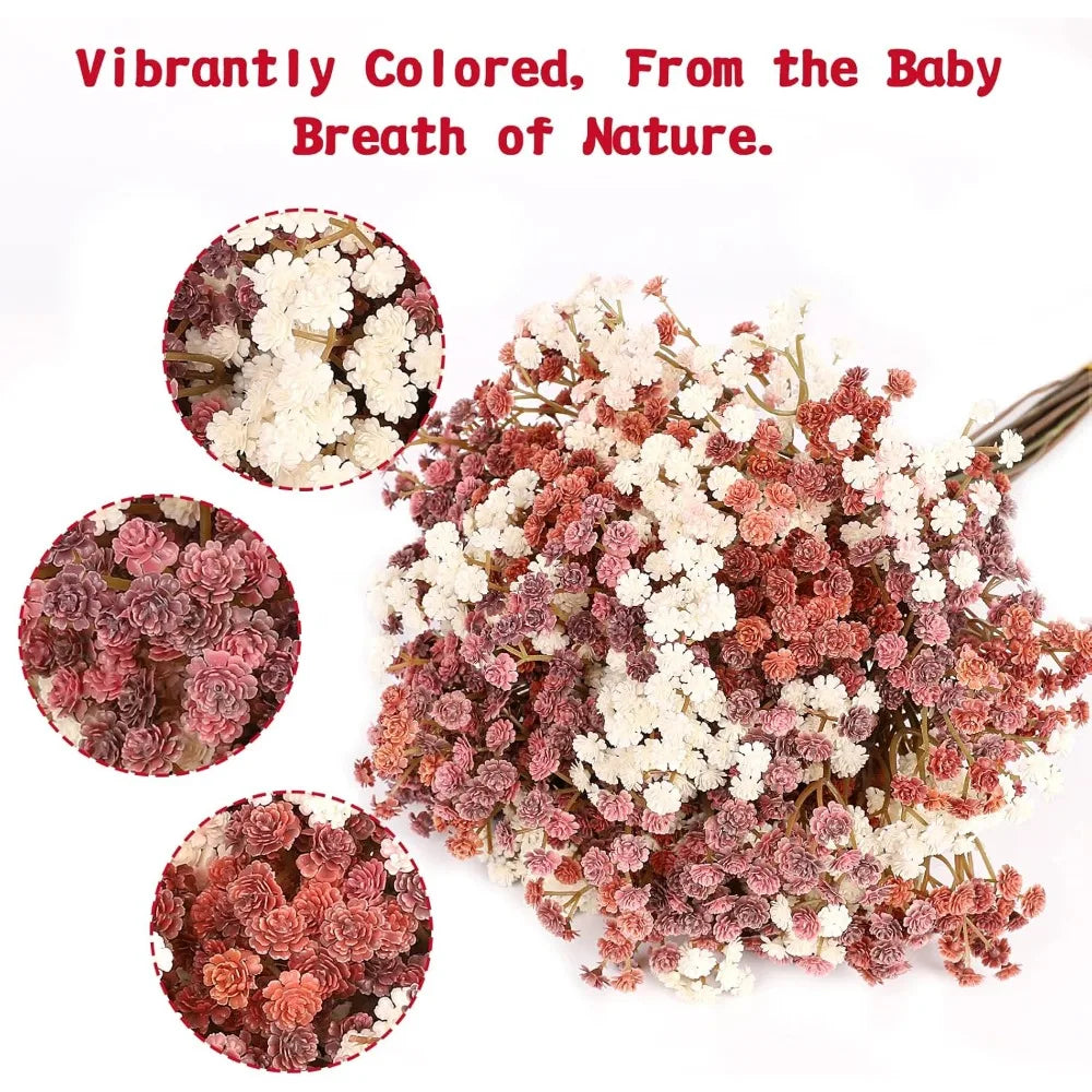 Baby Breath Flowers Fall Flowers Artificial Bulk, 10Pcs Fall Decor Fake Gypsophila Plants Bouquets Flowers Real Touch Faux