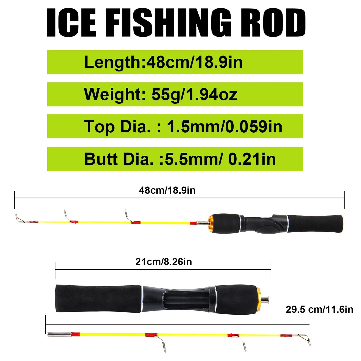 Sougayilang 63cm 71cm Winter Ice Fishing Rods 2 Sections Ultralight Portable Winter Fishing Rod Wooden Handle Spinning Rods