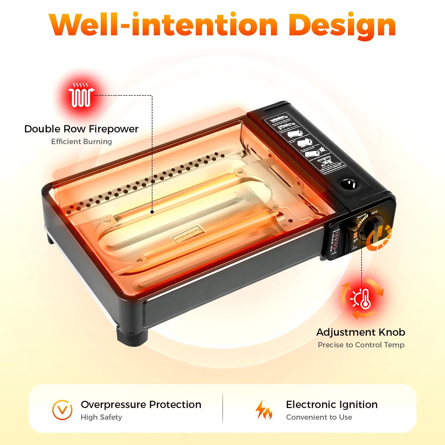 Portable Camping Grill Gas Stove Butane Gas Stove For Camping, Traveling, Trekking  0.25-0.3mpa 41.5*28*11cm