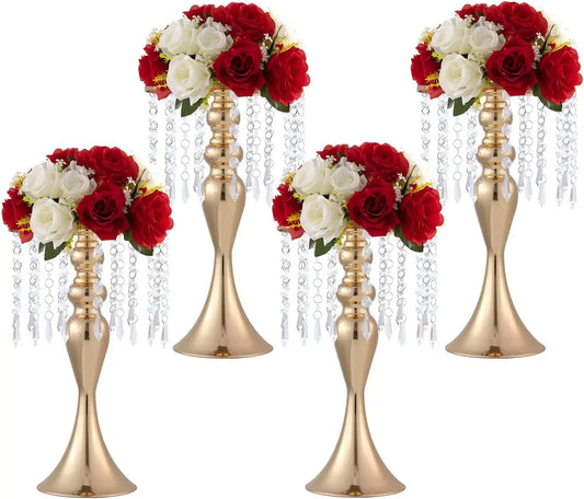 Versatile Gold Centerpieces Vase for Wedding Table Metal Flower Vase for Anniversary Dinner Centerpiece Home Decor(4pcs,Gold)