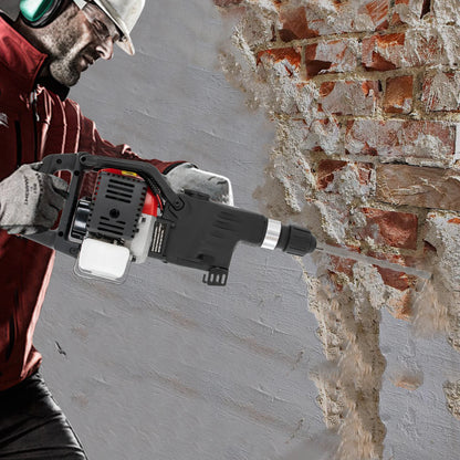 3-in-1 Gasoline Hammer Drilling Machine 32.6CC 2 Stroke Gas Powered Demolition Concrete Breaker Rock Drill 1200W w/Chisels