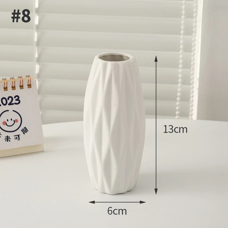 White Ceramic Vases Decorative Pottery Vase Dried Arrangement Flower Bottle Vases Decoration Home Room Decor Modern Decor Vases