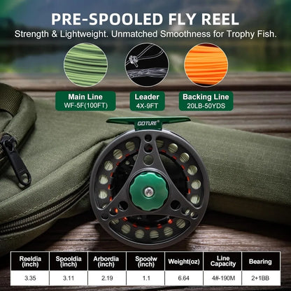Complete Nine Foot Four Piece Fly Fishing Combo with Rod Reel Line Flies Leader Tippet Forceps Nipper and Starter Kit