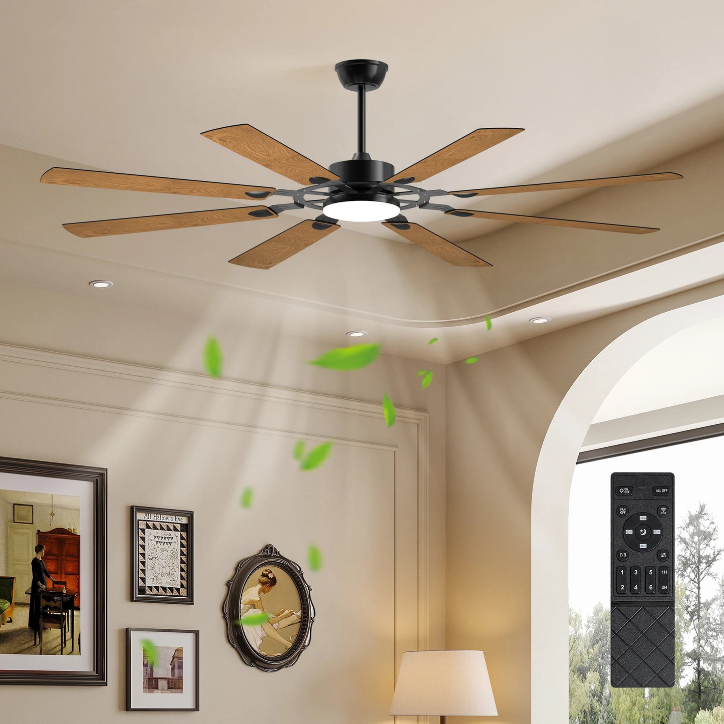 Black Ceiling Fans with Lights Led Remote Control Flush Mount Low Profile for Bedroom Living Dining Room Outdoor Farmhouse Patio