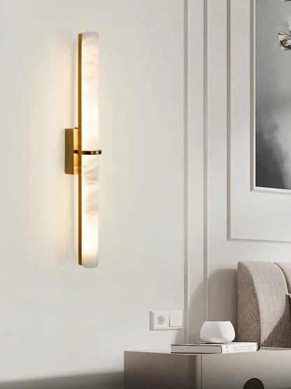 Minimalist Marble Wall Lamp New Chinese Style Living Room Sofa Background LED Staircase Corridor Bedroom All Copper Line Lamp