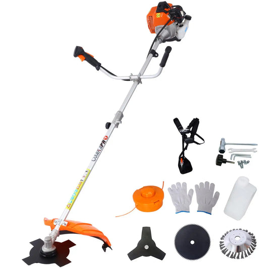 Powerful Petrol Brush Cutter 52cc 2 Stroke Engine with Multifunction Attachments for Lawn and Garden Care