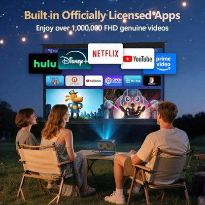 Outdoor 4K Projector with WiFi Bluetooth Auto Focus Auto Keystone Smart Support Dolby Audio 50W 2026 Upgrade GO2 Short Throw Pr