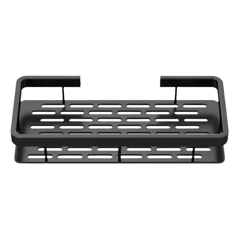 Bathroom Shelves Black Rust-Proof Wall-mounted Non-punching Storage RackToilet Bath Washbasin Wall  Bathroom Racks