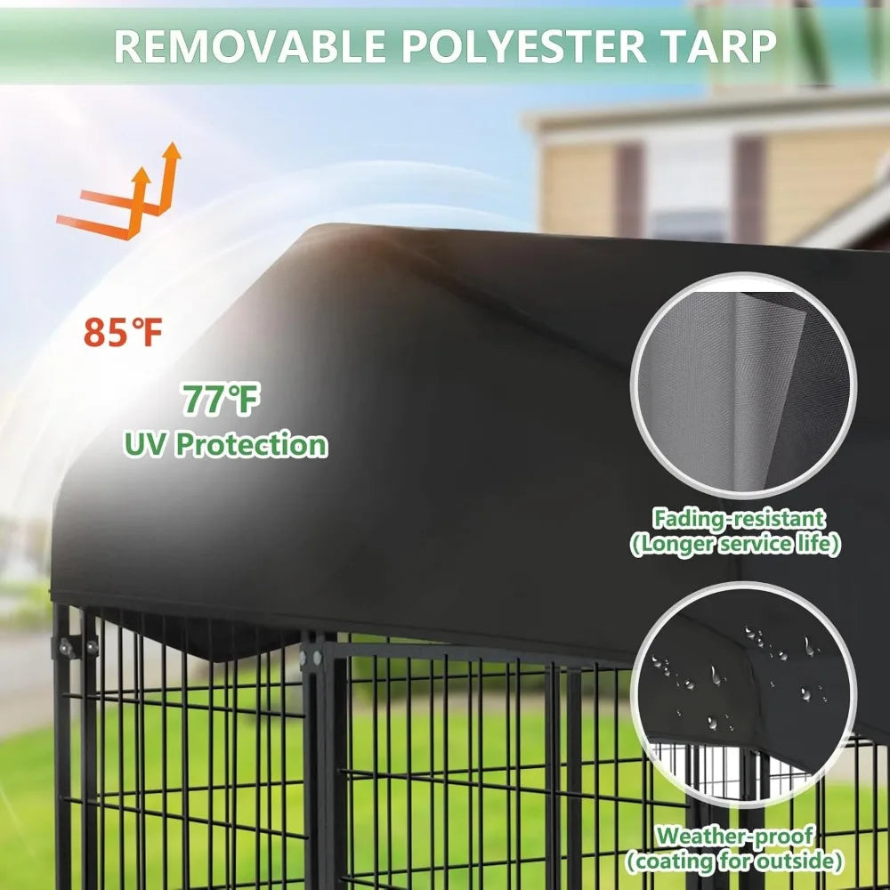 Very /Outdoor Dog Kennel For Large Dogs, 6.2x4x4.5Ft Large Outdoor Kennel With Roof Welded Wire Steel Dog House Dog Cage Outside