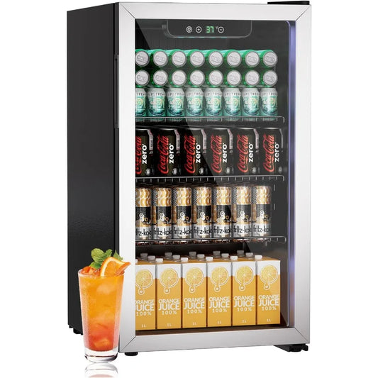 Compact 105 Can/3.0 Cu.Ft Mini Fridge for Soda Beer or Wine Portable Small Beverage Refrigerator with Digital Display Removable
