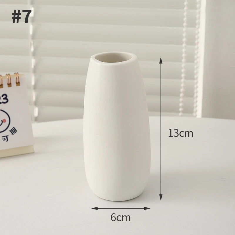 White Ceramic Vases Decorative Pottery Vase Dried Arrangement Flower Bottle Vases Decoration Home Room Decor Modern Decor Vases