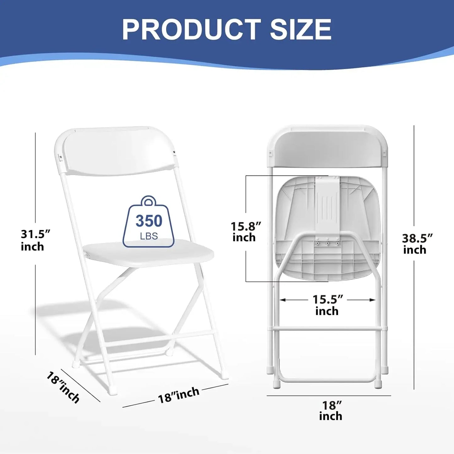 20 Pack White Folding Chairs,Plastic Folding Chairs Outdoor Indoor,350lb Capacity,Portable Event Chair,Lightweight Folding Chair