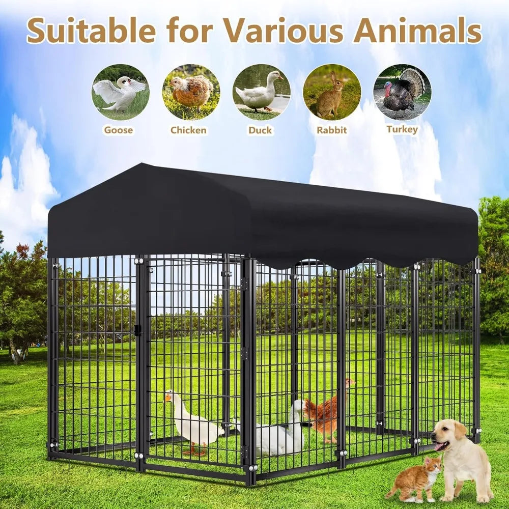 Very /Outdoor Dog Kennel For Large Dogs, 6.2x4x4.5Ft Large Outdoor Kennel With Roof Welded Wire Steel Dog House Dog Cage Outside