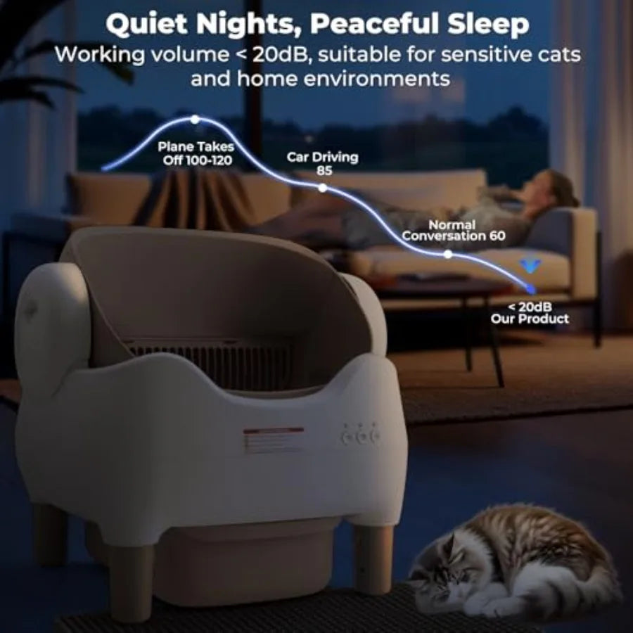 Self Cleaning Litter Box Automatic Cat Litter Box with APP Control Odor-Free Waste Disposal Includes Trash Bags Large Waste Bin