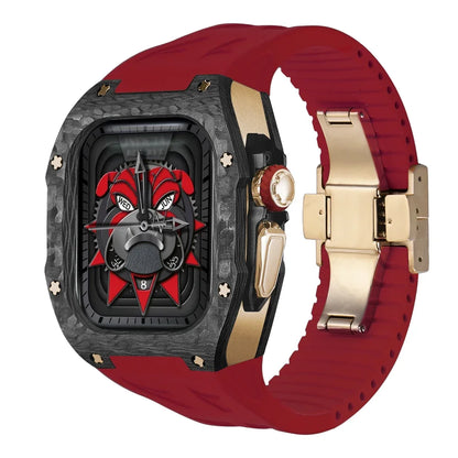 Modification Kit Carbon Fiber Case For Apple Watch Ultra 2 49mm Fluororubber Strap Luxury Mod Kit for iWatch Ultra 49MM