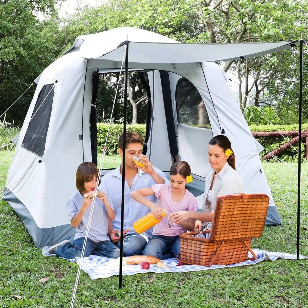 Quick Setup Tent,Automatic Inflatable Camping Tent,Easy Set up 3-4 Person Glamping Outdoor 4 Season Air Blow Up Tents, Rainfly &