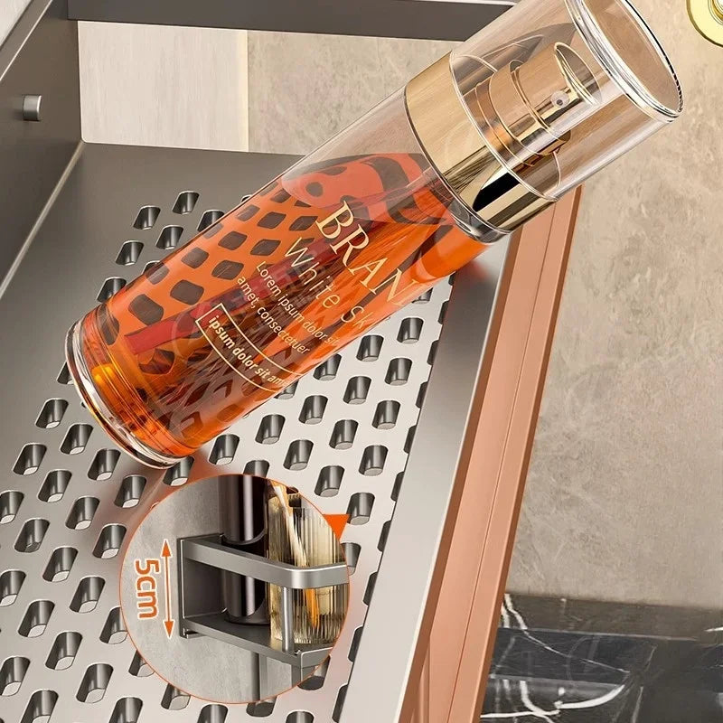 Wall Mounted Bathroom Shelf Punch-free Shampoo Storage Rack For Kitchen Holder Square Aluminum Bath Rack Organizer Accessories