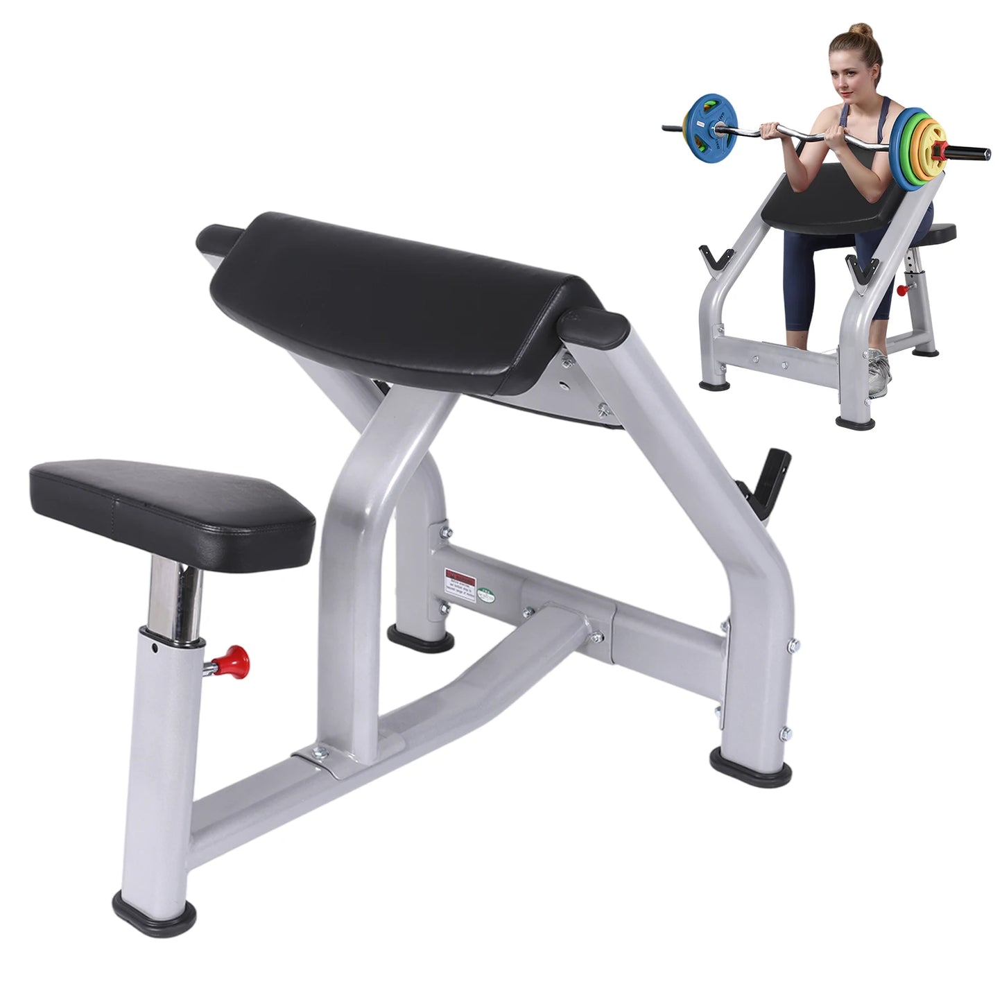 Preacher Curl Weight Bench Adjustable Bench Seat Seated Isolated Barbell Dumbbell Biceps Station for Home Gym Fitness Training