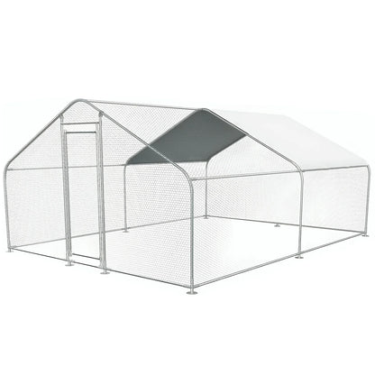 9.84x13.12x6.56FT Large Chicken Coop Lockable Walk-in Poultry Cage with Cover Spire Roof for Outdoor and Yard Farm Use