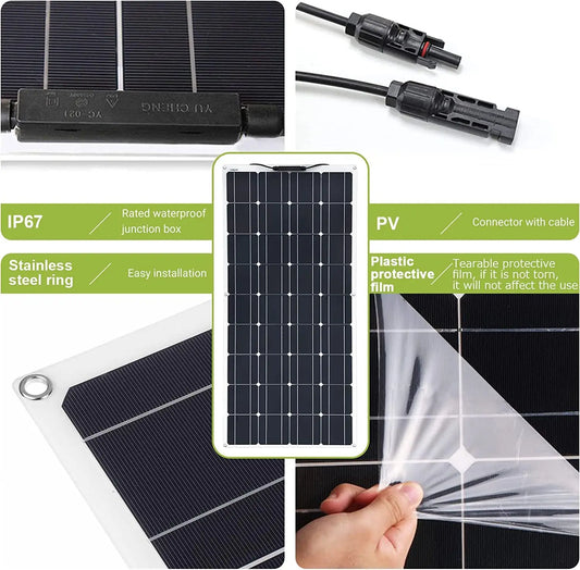 800 Watt Flexible Solar Panel for RV, 2 × 400 Watt 12 Volt Solar Power Panel Kit with 40A Solar Charge Controller, Customized