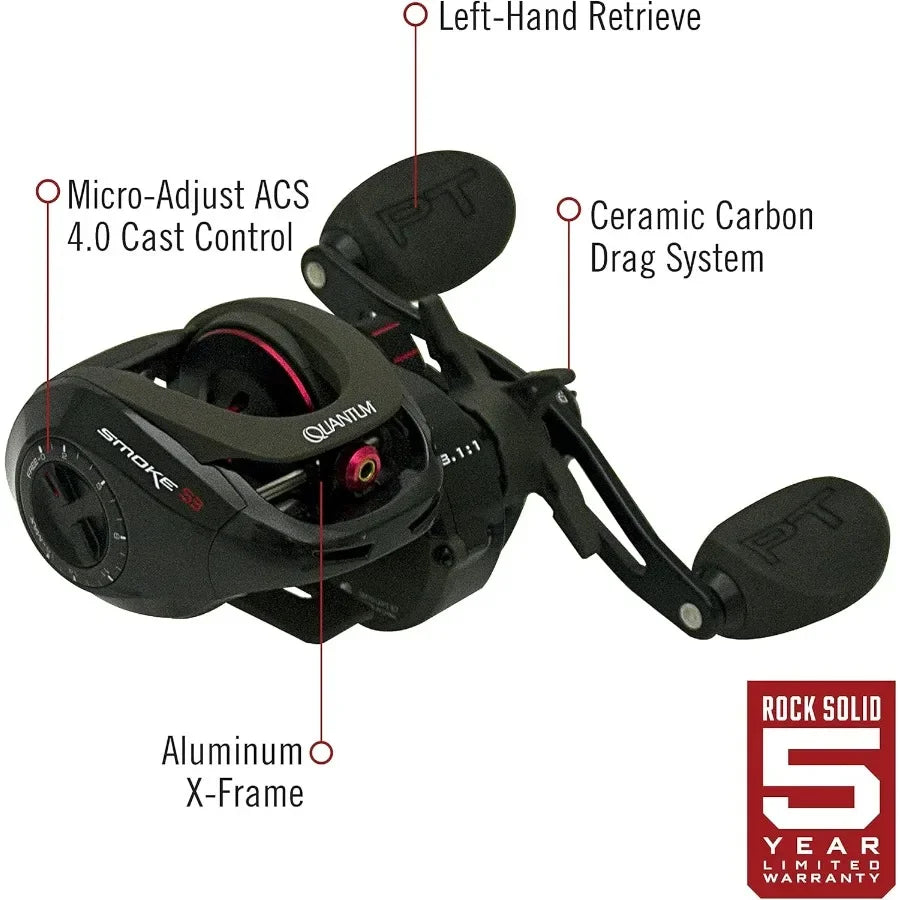 Large EVA Handle Knobs and Continuous AntiReverse Clutch for Smoke Baitcast Fishing Reel Size 100 with 10+1 Bearings Ideal for