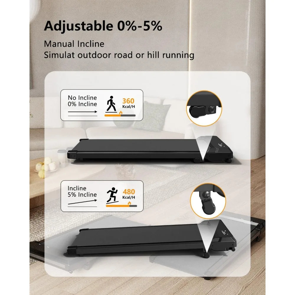 Compact 2.5HP Incline Treadmill for Walking and Jogging, Desk-Under Dual Functionality with Adjustable Incline for Fitness Enthu