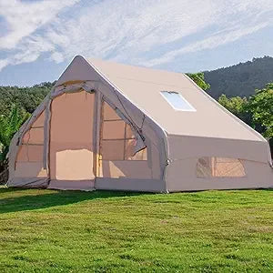 Capacity for 4-6 People, Outdoor Inflatable Camping Deluxe Tent 6.3 Flat Inflatable House Oxford Cloth Tent, Double Door Air Pum