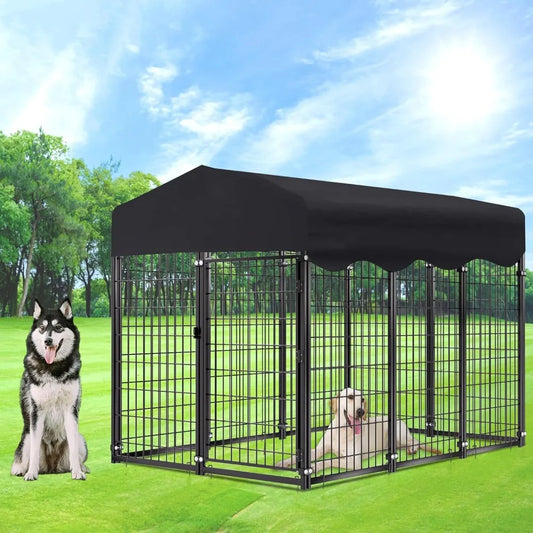 Very /Outdoor Dog Kennel For Large Dogs, 6.2x4x4.5Ft Large Outdoor Kennel With Roof Welded Wire Steel Dog House Dog Cage Outside