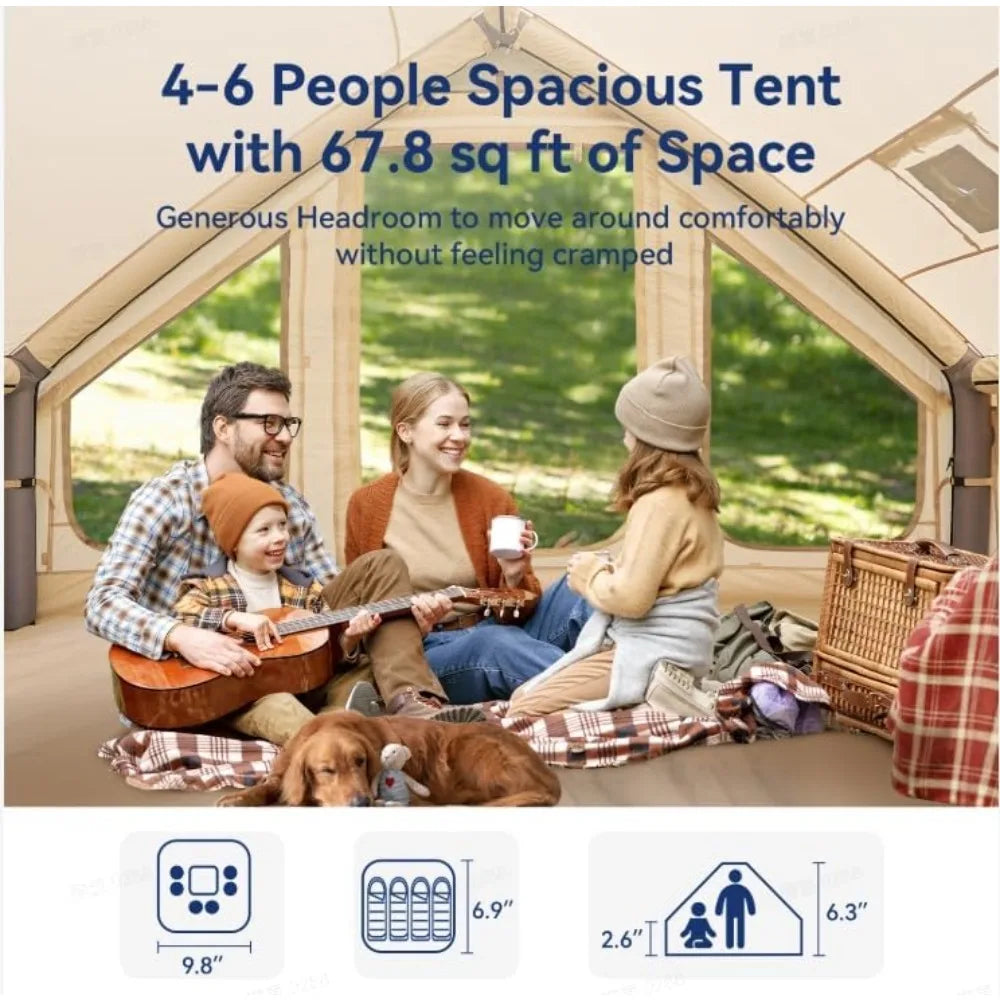 Inflatable Blow Up Tents for Camping,Waterproof Oxford Hot Tent with Manual Pump,Spacious Easy Setup Inflatable Camping