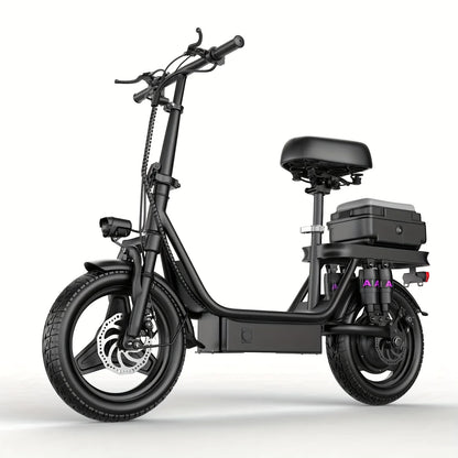 Rated Power 500w (peak 740w)Adult Electric Scooter And Electric Bike, With Seat, 48V 10-15Ah Lithium Battery, Range Up To 10-35