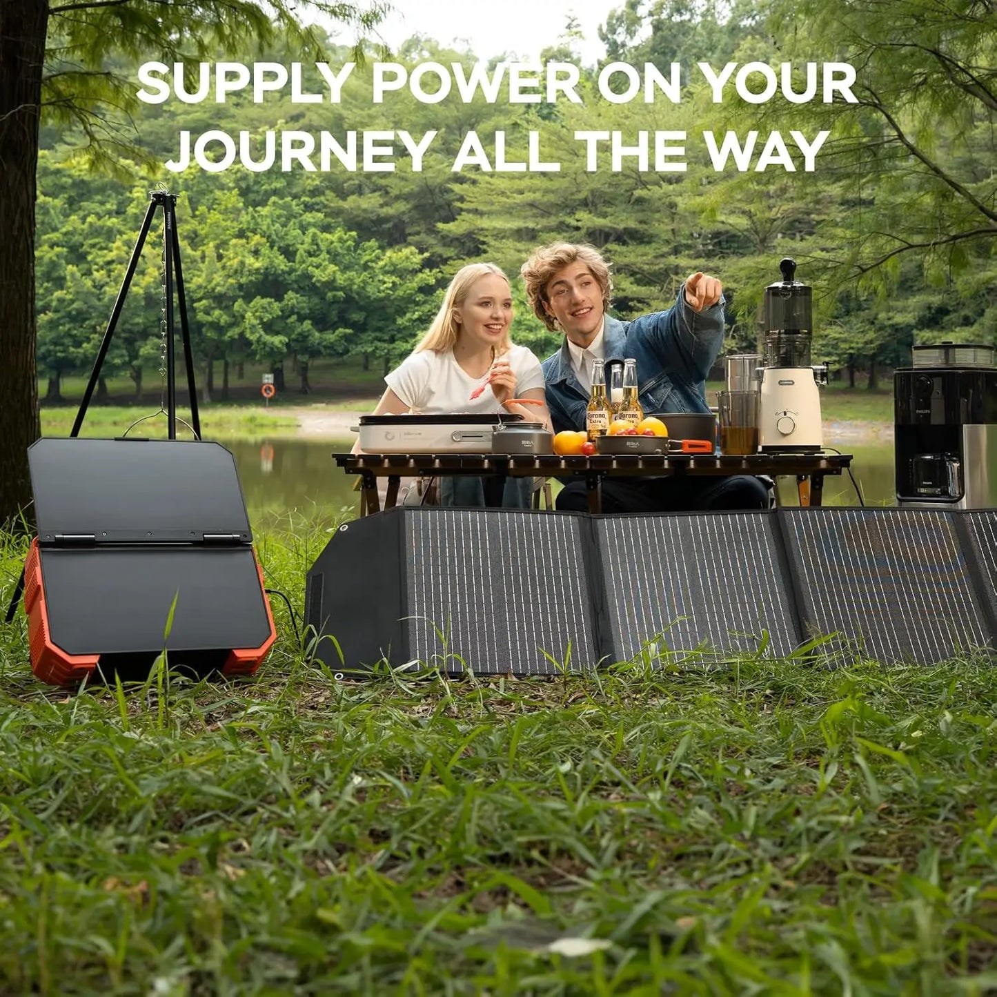 Portable Power Station with 120W Solar Panel, 1600W (Peak 3200W) Solar Generator Built-in Solar Panel, 1024Wh, Customized