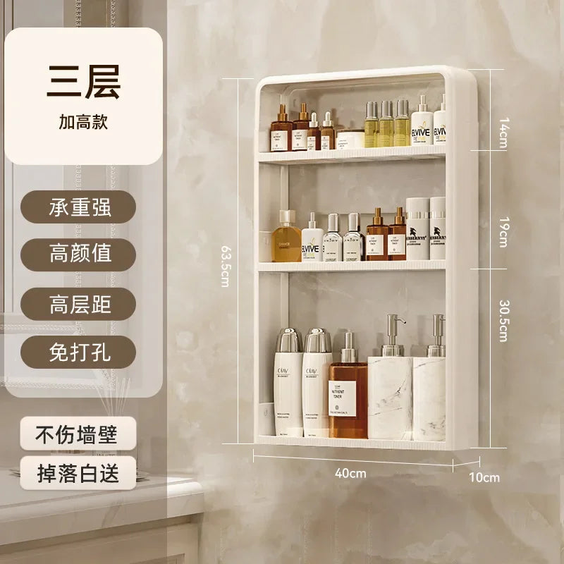 Bathroom Shelf Wall Mounted,Bathroom Wash Table Non Perforated Wall Mounted Skincare Product Storage Rack Bathroom Organizer