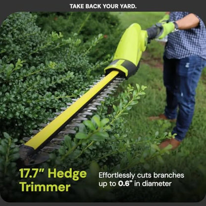 Cordless Lawn Care System Grass and Hedge Trimmer Combo Power Tool Kit with 8 Pole Saw Batteries and Charger - Heavy-Duty Trimm