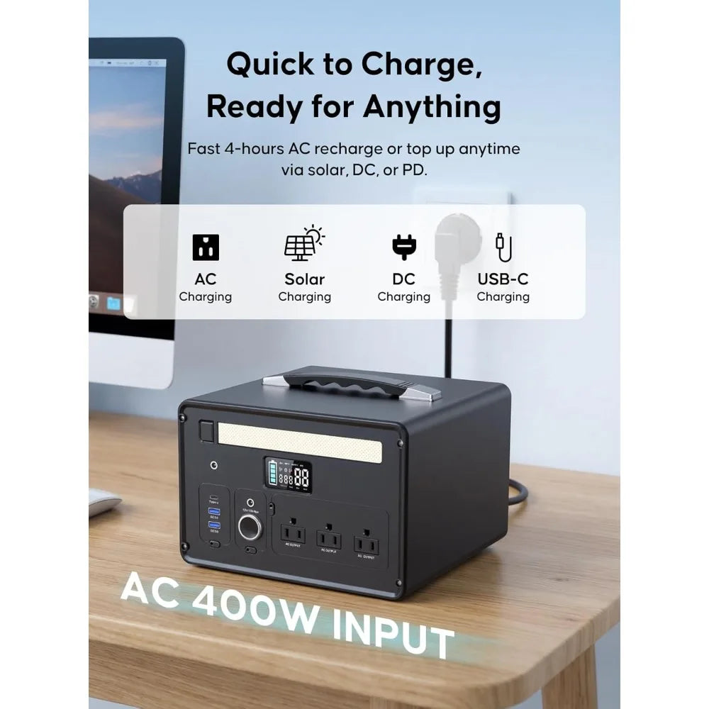 Portable Solar Generator 2200W, 1126Wh LiFePO4 Battery Pack, 4800W Peak, 1.25Hrs Fast Charging, Customized