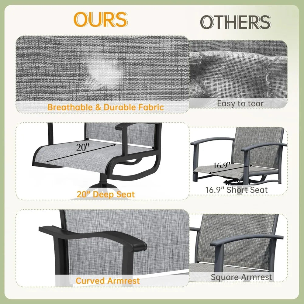 7-Piece Outdoor Patio Dining Set with 6 Swivel Patio Chairs and 59"x 35" Rectangular Dining Table, All Weather Patio Dining