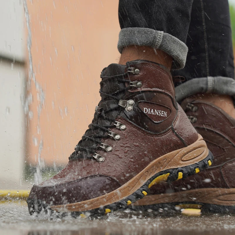 Waterproof Leather Indestructible Men Work Safety Boots Outdoor Military Boots Anti-smash Anti-puncture Industrial Shoes Male