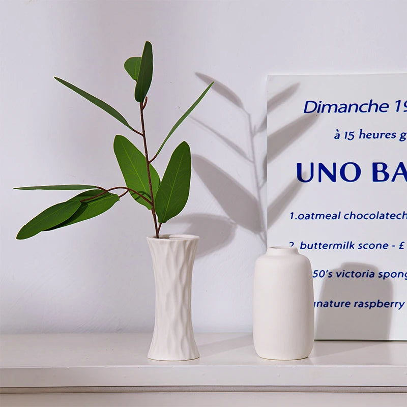 White Ceramic Vases Decorative Pottery Vase Dried Arrangement Flower Bottle Vases Decoration Home Room Decor Modern Decor Vases