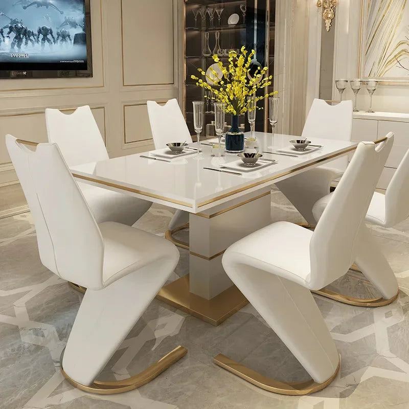 Marble Square Dining Table Set 4 Chairs and  6 Chairs,modern Luxury Gold with 6 Seater Restaurant Dining Room Furniture
