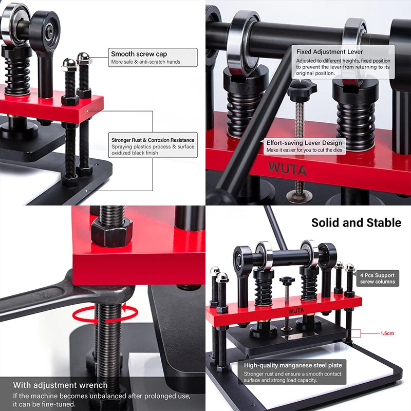 WUTA Pro Leather Cutting Machine Manual Die Cutter Embossing Shaping Tools Hand Press Mold DIY Punching Fabric Paper (Size L)