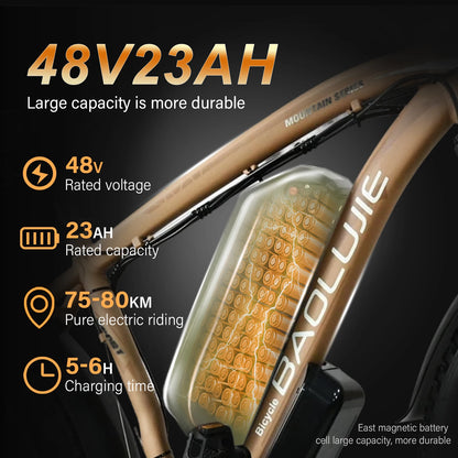 BAOLUJIE DP-2602 Electric bicycle 3000W Motor 48V23Ah battery City Commuter Electric Bike 26inch tireall terrain E-bike
