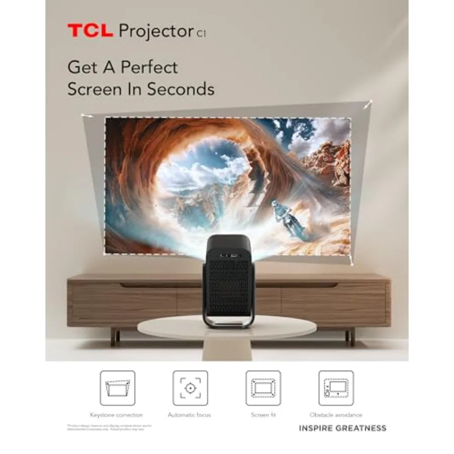 C1 Smart Projector 4K Support Google TV Netflix Officially Licensed WIFI Bluetooth Auto Focus Keystone Native 1080p Dolby Audio
